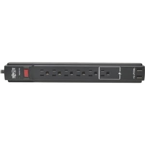 Tripp Lite Surge Protector Power Strip 6 Outlet 2 USB Ports 6 ' Cord Black - 6 x NEMA 5-15R, 2 x USB - 1875 VA - 990 J - 1