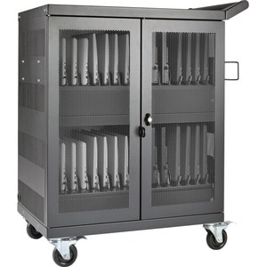 Tripp Lite by Eaton Multi-Device Charging Cart, 32 AC Outlets, Chromebooks and Laptops, Wall-Mount Option, Black - Push/Pu