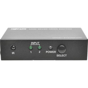 Tripp Lite 2-Port HDMI Switch for Video & Audio 4K x 2K UHD 60 Hz w Remote - 3840 × 2160 - 4K - 2 x 1 - Display, Blu-ray D