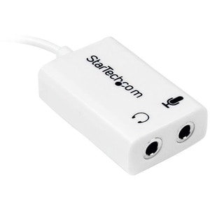 StarTech.com 3.5mm 4 Position to 2x 3 Position 3.5mm Headset Splitter Adapter M/F - White - Cable for Audio Device, Speake