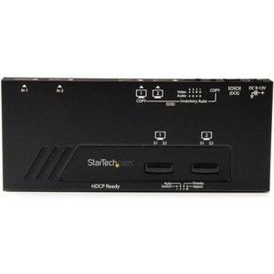 StarTech.com Audio/Video Switchbox - Cable - TAA Compliant - 3840 × 2160 - 4K - 2 Input Device - 2 Display - Display, DVD 
