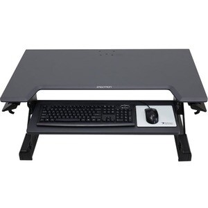 Ergotron WorkFit-TL, Sit-Stand Desktop Workstation - TAA Compliant Version - Dark Gray Rectangle Top - 40 lb Capacity - He