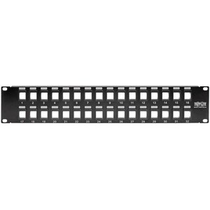 Eaton Tripp Lite Series 32-Port 2U Rack-Mount Unshielded Blank Keystone/Multimedia Patch Panel, RJ45 Ethernet, USB, HDMI, 