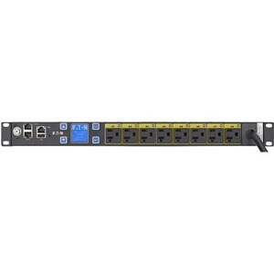 Eaton Managed rack PDU, 1U, 5-20P, L5-20P input, 1.44 kW max, 120V, 12A, 10 ft cord, Single-phase, Outlets: (8) 5-20R - Sw