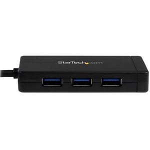 StarTech.com USB/Ethernet Combo Hub - USB Type C - External - Black - TAA Compliant - 3 Total USB Port(s) - 3 USB 3.0 Port