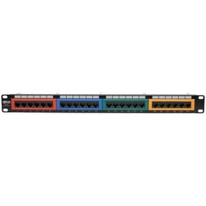 Eaton Tripp Lite Series 24-Port 1U Rack-Mount 110-Type Color-Coded Patch Panel, RJ45 Ethernet, 568B, Cat5/5e - 24 Port(s) 