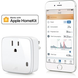 Eve Switch & Power Meter with Apple HomeKit Technology, Bluetooth Low Energy - 1 x AC Power Plug - 1 x Type B Receptacle -