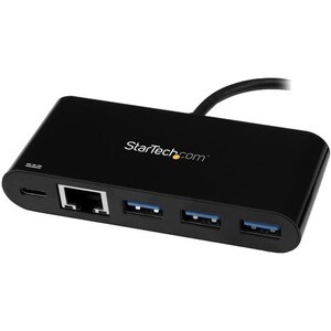 StarTech.com USB/Ethernet-Hub - USB-Typ C - Extern - Schwarz - 3 Total USB Port(s) - 3 USB 3.0 Port(s) - Mac, PC, Linux