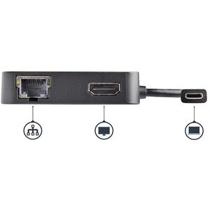 StarTech.com USB C Multiport Adapter - Portable USB Type-C Mini Dock to 4K UHD HDMI Video - GbE, USB 3.0 Hub - Thunderbolt