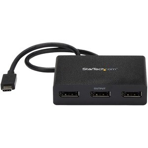 StarTech.com 3-Port USB-C Multi-Monitor Adapter, Type-C to 3x DisplayPort 1.2 MST Hub, Triple 1080p DP Display Extender/Sp