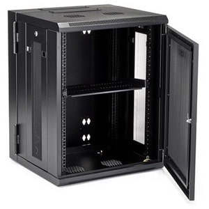 StarTech.com 4-Pfosten 15HE Wand Netzwerkschrank, 19" aufklappbares Wand Server Rack für IT Geräte, abschließbares Rack - 