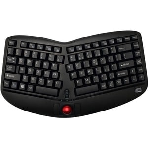 Adesso Tru-Form Media 3150 - 2.4 GHz Wireless Ergo Trackball Keyboard - Wireless Connectivity - RF - Compact - 30 ft - 2.4