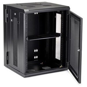 StarTech.com 4-Post 15U Wall Mount Network Cabinet, 19" Hinged Wall-Mounted Server Rack for Data / IT Equipment, Lockable 