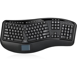 Adesso 2.4GHz Wireless Ergonomic Touchpad Keyboard - Wireless Connectivity - RF - 30 ft - 2.40 GHz - USB Interface - 105 K