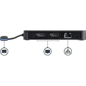 StarTech.com USB 3.0 Type A Docking Station for Notebook - Black - TAA Compliant - 2 Displays Supported - 4K - 4096 x 2160