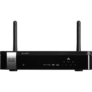 Cisco RV130W Wi-Fi 4 IEEE 802.11n Ethernet Roteador sem fio - Recondicionado - 2.40 GHz Banda ISM(2 x Externo) - 4 x Netwo