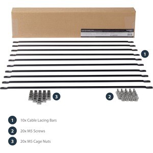 StarTech.com Horizontal Cable Lacing Bar for Racks - Horizontal Cable Manager - 10 Pack - Cable Management Bar - 485.1 mm 