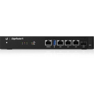 Ubiquiti ER-4 Router - 3 Ports - 3 RJ-45 Port(s) - Management Port - 1 SFP (mini-GBIC) Slots - 1 GB - Gigabit Ethernet - 1