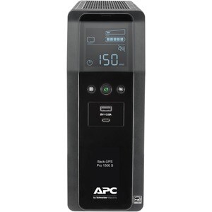 APC by Schneider Electric Back-UPS Pro BR1500MS 1.5KVA Tower UPS - Tower - 16 Hour Recharge - 120 V AC Input - 120 V AC Ou