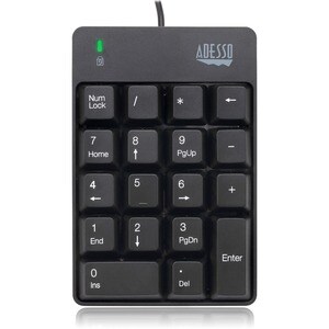 Adesso USB Spill Resistant 18-Key Numeric Keypad - Cable Connectivity - USB Interface - 18 Key - English (US) - Windows - 