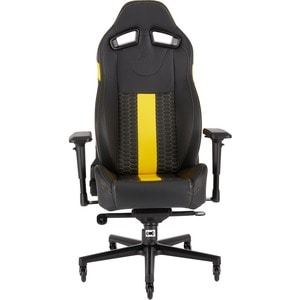 Corsair T2 ROAD WARRIOR Gaming Chair - Black/Yellow - For Game, Office, Desk - PU Leather, Steel - Black, Yellow