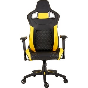 Corsair T1 RACE 2018 Gaming Chair - Black/Yellow - For Game, Desk, Office - PU Leather, Steel - Black, Yellow