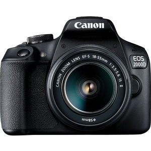 Canon EOS 2000D 24.1 Megapixel Digital SLR Camera with Lens - 18 mm - 55 mm - Black - Autofocus - 7.6 cm (3")LCD - SLR Vie