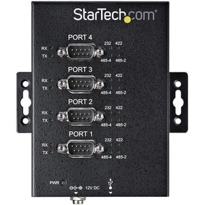 StarTech.com USB to RS232/RS485/RS422 4 Port Serial Hub Adapter - Industrial Metal USB 2.0 to DB9 Serial Converter - Din R