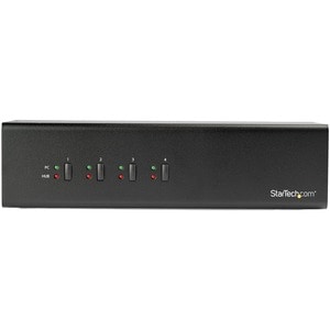 StarTech.com 4 Port Dual Monitor DVI KVM Switch - Dual Screen Display Compact USB KVM Switch with USB 3.0 Hub & Audio - TA