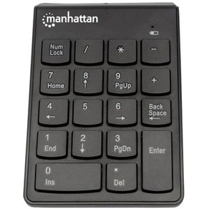 Numeric Keypad, Wireless (2.4GHz), USB-A Micro Receiver, 18 Full Size Keys, Black, Membrane Key Switches, Auto Power Manag