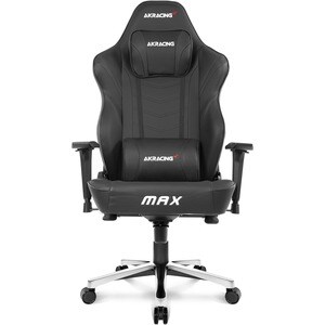 AKRacing Masters Series Max Gaming Chair - For Gaming - Metal, PU Leather, Foam, Aluminum - Black