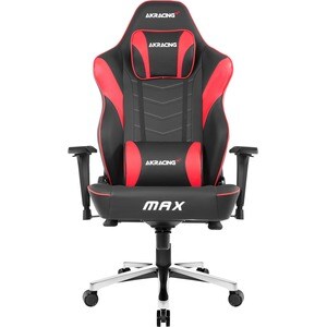 AKRacing Masters Series Max Gaming Chair - For Gaming - Metal, PU Leather, Foam, Aluminum - Black, Red WIDE&FLAT SEAT 400L