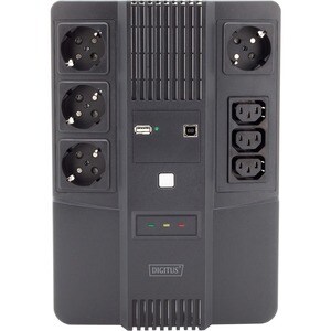 Digitus Line-interactive UPS - 600 VA/360 W - Tower/Wall Mountable - AVR - 8 Hour Recharge - 230 V AC Input - 3 x IEC 6032