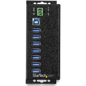 StarTech.com 7 Port USB Hub w/ Power Adapter, Metal Industrial USB 3.0 Data Hub, Din Rail, Wall & Desk Mountable USB 5Gbps