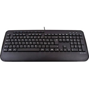 V7 Professional KU300IT Keyboard - Cable Connectivity - USB Interface - Italian - QWERTY Layout - Black - Membrane Keyswit