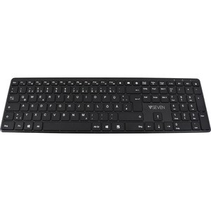 V7 KW550DEBT Keyboard - Wireless Connectivity - USB Interface - German - Black - Scissors Keyswitch - Bluetooth/RF - 2.40 