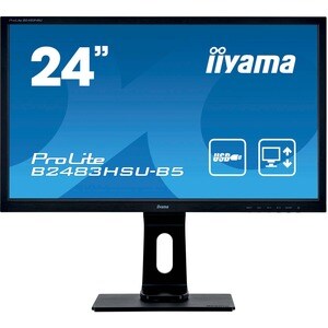 Moniteur LCD iiyama ProLite B2483HSU-B5 61 cm (24") Full HD WLED - 16:9 - Noir mat - 609,60 mm Class - Nématique Torsadé (