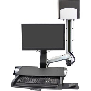 Ergotron StyleView Wall Mount for Monitor, Keyboard, Bar Code Scanner, CPU, Mouse, Wrist Rest - Polished Aluminum - 1 Disp