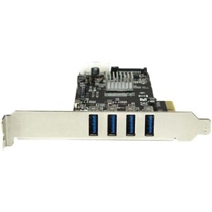 4 PORT QUAD BUS PCI EXPRESS (PCIE) SUPERSPEED USB 3.0 CARD ADAPTER WITH UASP - SATA/LP4 POWER - QUAD PORT USB 3.0 PCIE CON