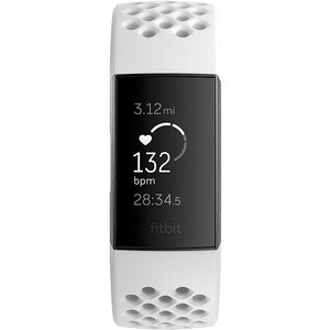 Fitbit Charge 3 Smart Band - Frost White, Graphite Aluminum Body Color - Leather, Aluminium Body Material - Woven, Elastom