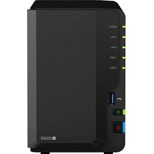 Synology DiskStation DS220+ 2 x Gesamtzahl Einschübe SAN/NAS-Speichersystem - Intel Celeron Dual-Core 2 GHz - 2 GB RAM - D