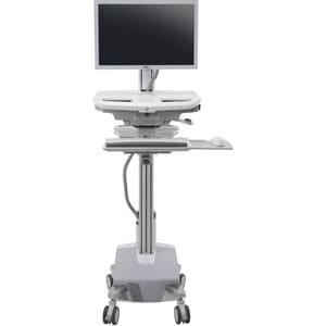 Ergotron StyleView Medical Trolley - Push/Pull Handle - 14.10 kg Capacity - 4 Casters - Aluminium - White, Grey