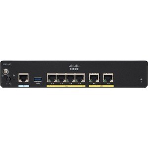 Cisco 900 C921-4P Router - Recondicionado - 6 Portas - Porta de gestão - Gigabit Ethernet - Secretária, Montável sobre rack