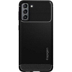 Spigen Rugged Armor Rugged Case for Samsung Galaxy S21 5G, Galaxy S21 Smartphone - Textured with Carbon Fiber - Matte Blac