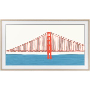 Samsung (2021) 75" The Frame Customizable Bezel - Modern Teak - 66.36" x 38.02" Frame Size - Rectangle - Landscape - Magne