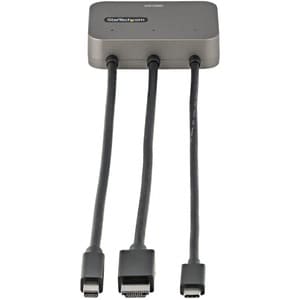 StarTech.com 3-in-1 Multiport to HDMI Adapter, 4K 60Hz USB-C, HDMI or Mini DP to HDMI Video Converter, Conference Room Dig