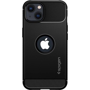 Spigen Rugged Armor Rugged Case for Apple iPhone 13 Smartphone - Textured - Matte Black - Carbon Fiber, Glossy - Thermopla