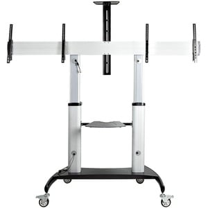 StarTech.com Dual TV Cart, 60in VESA TVs up to 50kg/110lb each, Height Adjustable Mobile Display Mount/Cart, Rolling TV Ca