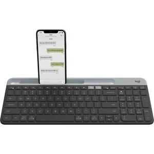 Logitech K580 键盘 - 无线 连接 - 英文（美国） - 灰 - Bluetooth/RF - 10 m - 2.40 GHz - 手机, 台式计算机 - PC, Mac - AAA 支持的电池尺寸