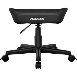 AKRACING Foot Stool - Black PU Leather, High Density Foam (HDF) Seat - Black Frame - 5-star Base
